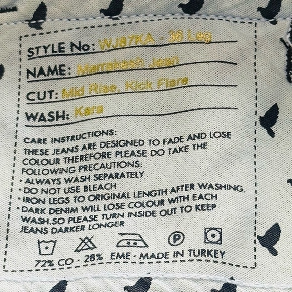 👖👠 M.I.H London Marrakesh Raw Blue Kick Flare Jeans |‎ Women’s 28 Retro 70s - Picture 7 of 8